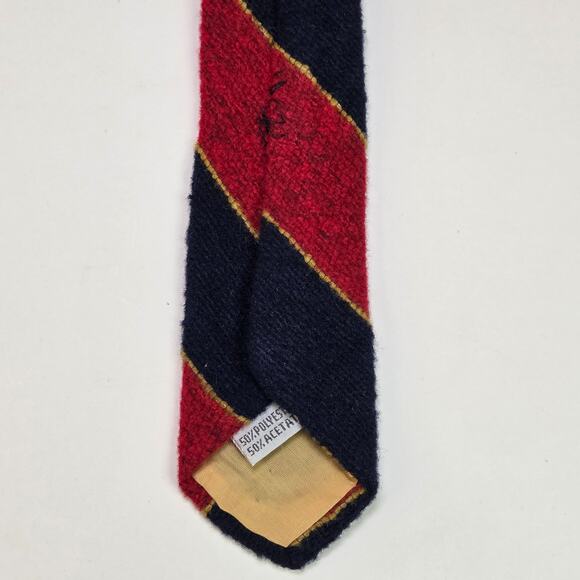 Vintage JC Penney Repp Tie Red Navy Gold Stripe Wide 70s Preppy Look 4” Wide - Picture 11 of 12